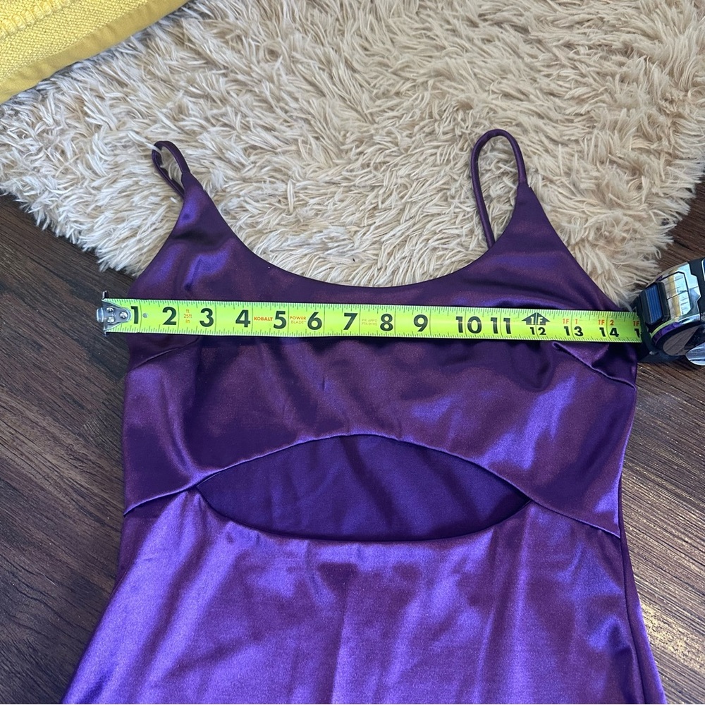 WINDSOR Purple Satin Mini Dress Size M - Picture 6 of 9